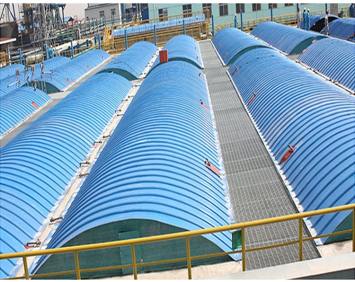 玻璃钢污水池拱形盖板厂家_玻璃钢集气罩厂家_污水池密封罩防雨罩